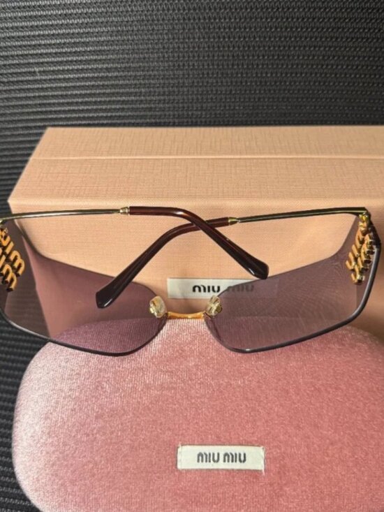 Miu Miu Pink Gold Rimless Sunglasses main image 5